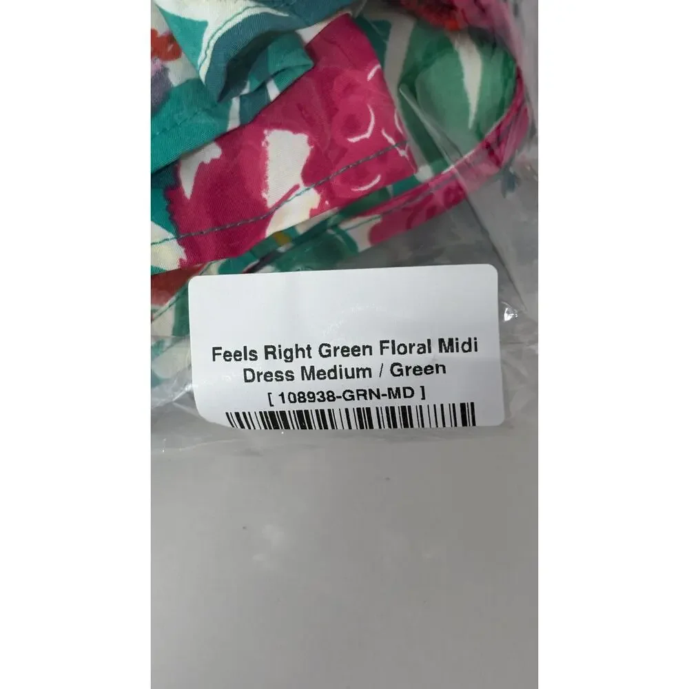 Shop The Mint Feels Right Green Floral Midi Dress Womens Size Medium New
